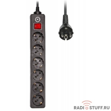 BURO Сетевой фильтр 600SH-1.8-B black (1.8м, 6 розеток) (992264)