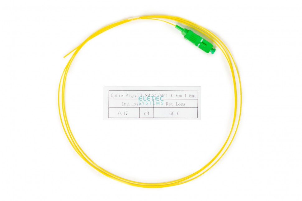 Пигтейл SM SC/APC  buffer 0.9мм 9/125, 1,5 м