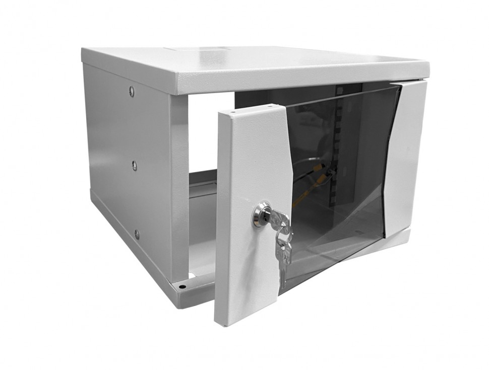 Шкаф настенный 10" 4U серия COMPACT (315х325х225), передняя дверь стекло, серый, Netko
