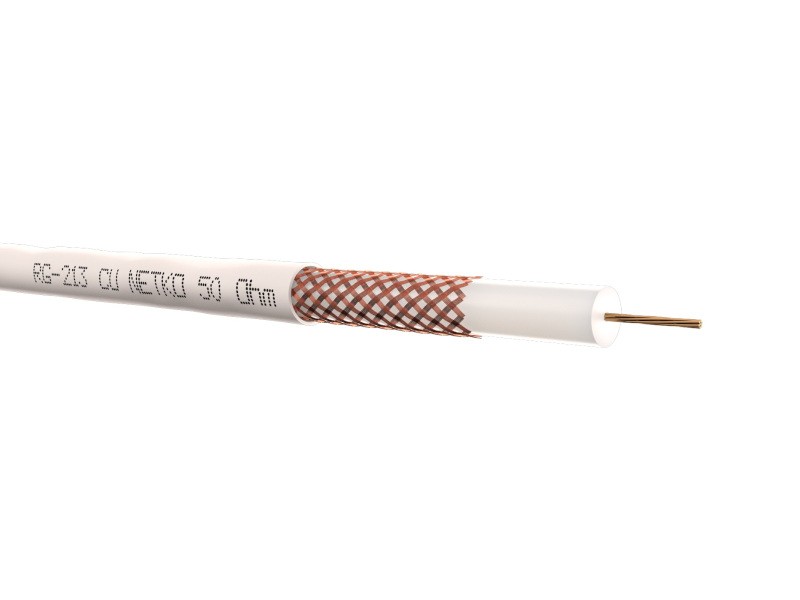 Кабель коаксиальный RG213, 50 Ом (CU, оплетка 144 нити CU), белый (100м) NETKO Optima