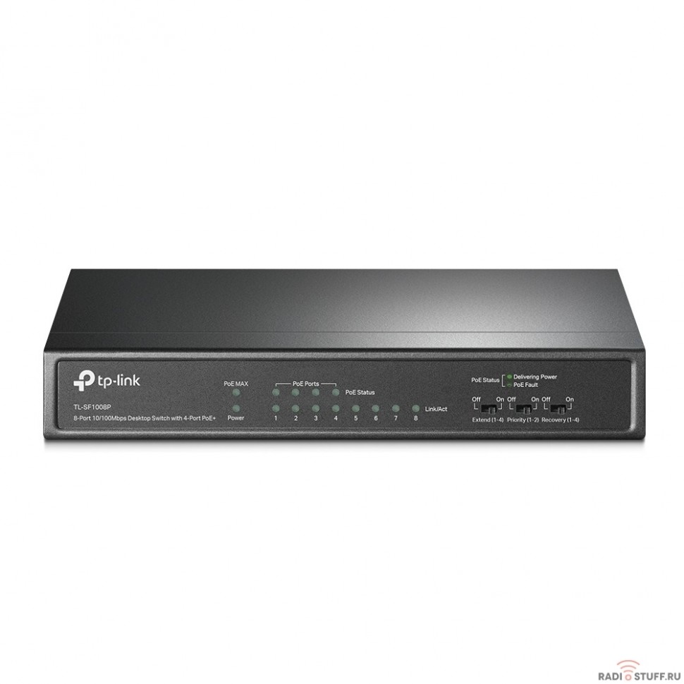 TP-Link TL-SF1008P 8-портовый настольный 10/100 Мбит/с коммутатор с 4 портами PoE+